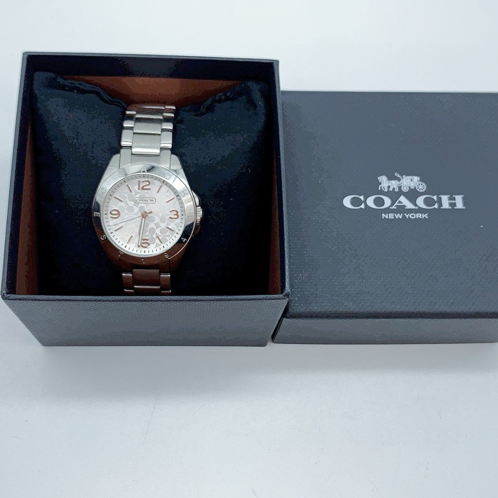 Coach Women's Silver Stainless Steel Watch with Light Pink Dial